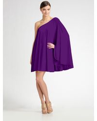 Halston | Purple Short One-shoulder Caftan | Lyst
