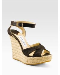 Jimmy Choo | Brown Phoenix Snake-embossed Espadrilles | Lyst