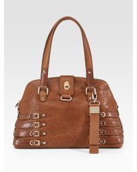 Jimmy Choo | Brown Blanche Biker Leather Buckle Satchel | Lyst