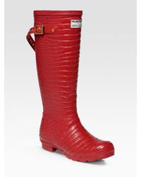 HUNTER | Red Welly Rubber Boots | Lyst
