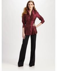 Lafayette 148 New York | Black Silk Taffeta Blouse | Lyst