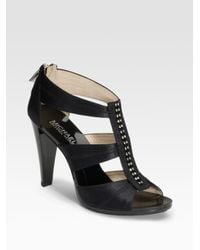 MICHAEL Michael Kors | Black Berkley Satin Rhinestone Sandals | Lyst
