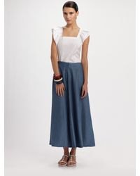 Prada | White Ruffle Cap Sleeve Poplin Top | Lyst