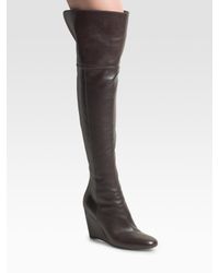 Sergio Rossi | Brown Over-the-knee Wedge Boots | Lyst