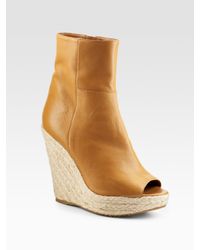 Sergio Rossi | Brown Open-toe Espadrille Ankle Boots | Lyst