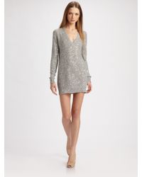 Stella McCartney | Gray Sequin V-neck Sweater Dress | Lyst