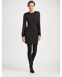 Tory Burch | Black Feather-trimmed Sheath Dress | Lyst