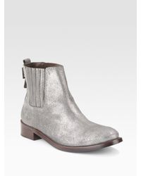 Tory Burch | Metallic Powder Suede Wade Ankle Boots | Lyst