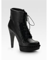 Saint Laurent | Black Coleen Lace-up Boots | Lyst