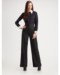 Saint Laurent | Black Contrast Cotton Poplin Shirt | Lyst