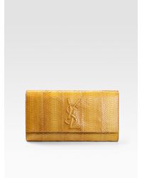 Saint Laurent | Yellow Belle Du Jour Croc Clutch | Lyst