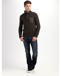7 For All Mankind | Green Half-zip Military Sweater for Men | Lyst