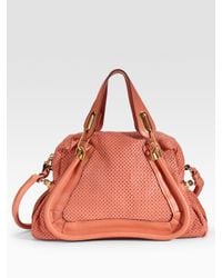 Chloé | Pink Paraty Medium Perforated Leather Tote | Lyst