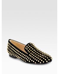 Christian Louboutin | Black Rollerball Spikes Flat | Lyst
