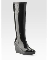 HUNTER | Black Champery Wedge Rain Boots | Lyst