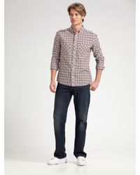 Lacoste | Gray L!ve Slim-fit Plaid Military Shirt for Men | Lyst