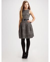 MICHAEL Michael Kors | Gray Belted Tweed Dress | Lyst