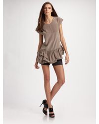 Richard Chai Love | Brown Drop-waist Ruffle Tunic | Lyst