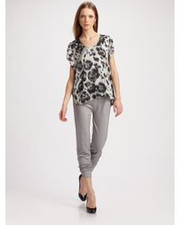 Stella McCartney | Black Peony Animal Print Satin Top | Lyst