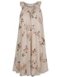 Vanessa Bruno | White Ruffle Neck Print Dress | Lyst