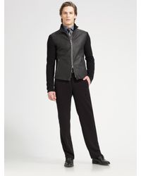Armani | Black Leather & Shearling Jacket for Men | Lyst