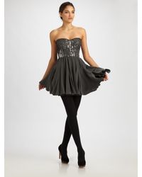 Rebecca Taylor | Gray Strapless Silk Bustier Dress | Lyst