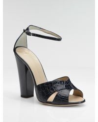 Giuseppe Zanotti | Blue Croc-embossed Leather Sandals | Lyst