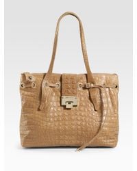 Jimmy Choo | Natural Rhea Stamped Mock Croc Medium Tote | Lyst