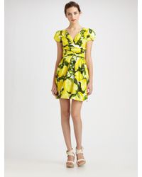 Boutique Moschino | Yellow Lemon Stretch Poplin Dress | Lyst