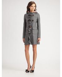 RED Valentino | Gray Wool Bow Toggle Coat | Lyst