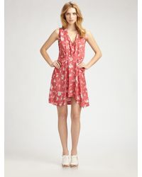 Thakoon | Pink Mini Dot Floral Pleat Front Dress | Lyst