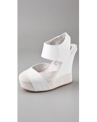 Jeffrey Campbell | Hathaway - White Suede and Patent Wedge | Lyst