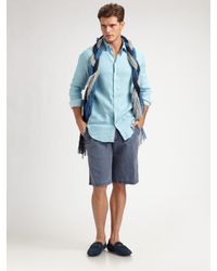 Armani | Blue Linen Shorts for Men | Lyst