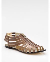 Jimmy Choo | Brown Wish Zip-front Leather Sandal | Lyst