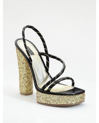 Marc Jacobs | Black Glitter Platform Sandals | Lyst