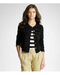Tory Burch | Black 'simone' Merino Cardigan | Lyst