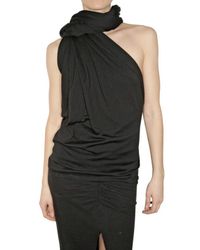 Haider Ackermann | Black Silk Jersey Draped Scarf Top | Lyst