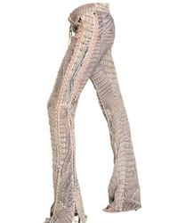 Roberto Cavalli | Gray Croc Print Crepe De Chin and Leather Tro | Lyst