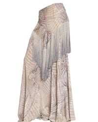 Roberto Cavalli | Purple Croc Print Fringed Crepe De Chin Skirt | Lyst