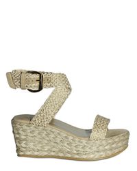 Stuart Weitzman | Metallic 70mm Crochet Espadrille Wedges | Lyst
