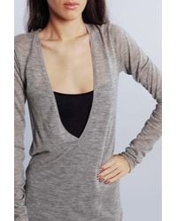 Enza Costa | Gray Cashmere Deep V-neck Tunic Sweater in Cold Grey | Lyst