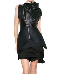 Rick Owens | Black Souffle and Rigid Leather Vest | Lyst