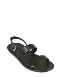 DSquared² | Black Logo Embossed Calfskin Sandals for Men | Lyst