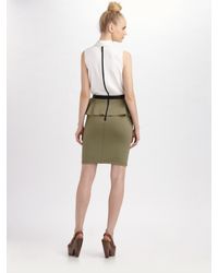 Alice + Olivia | Green Peplum Skirt Dress | Lyst