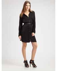 BCBGMAXAZRIA | Black Luxe Satin Cargo Shirtdress | Lyst