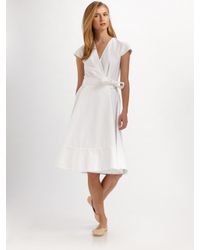 Chloé | White Cotton Cap Sleeve Wrap Dress | Lyst
