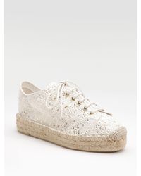 Ralph Lauren Collection | Natural Crocheted Lace-up Espadrilles | Lyst