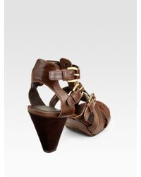 Stuart Weitzman | Brown Gadgetry Buckle Sandals | Lyst
