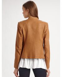 Theory | Brown Lanai Open Leather Jacket | Lyst