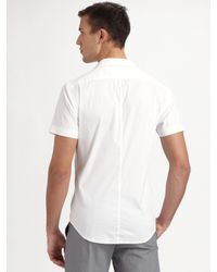 Theory | White Mario Wealth Stretch Poplin Sportshirt for Men | Lyst